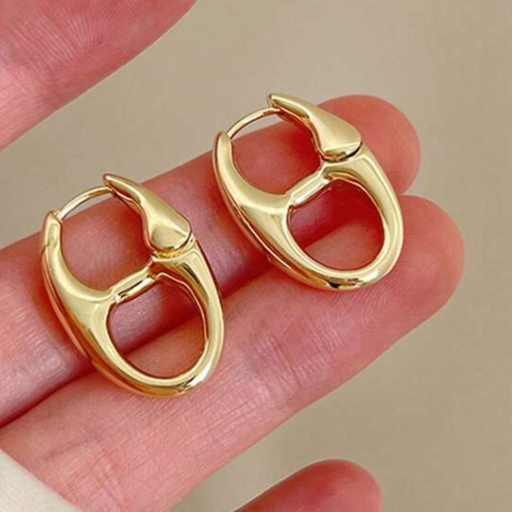 New in Package Gold tone pig nose earrings